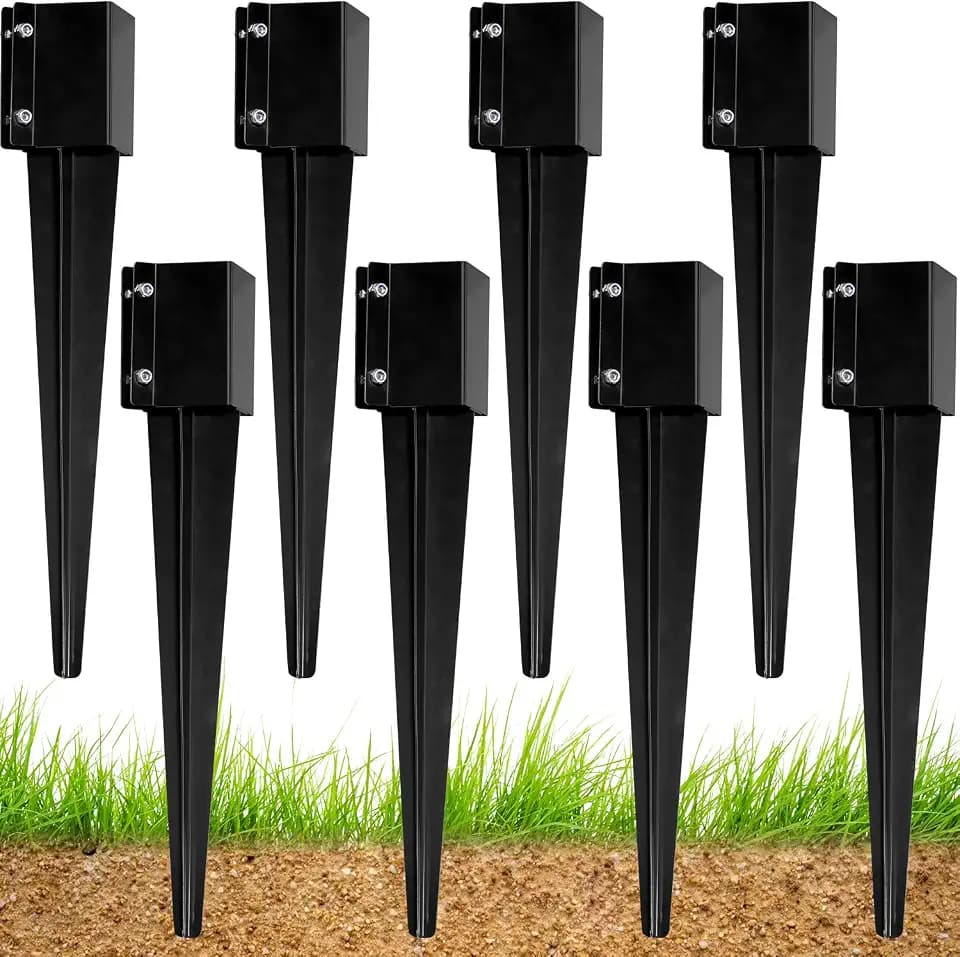 36"x4"x4" Heavy Duty Fence Post Anchor Ground Spike, Black, 8-Pcs,S1