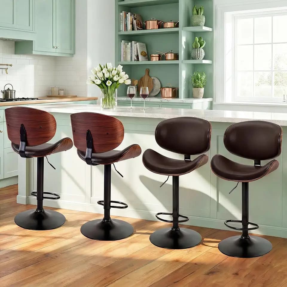 DUMOS Swivel Bar Stools Set of 4, Adjustable Counter Height Bar Chairs