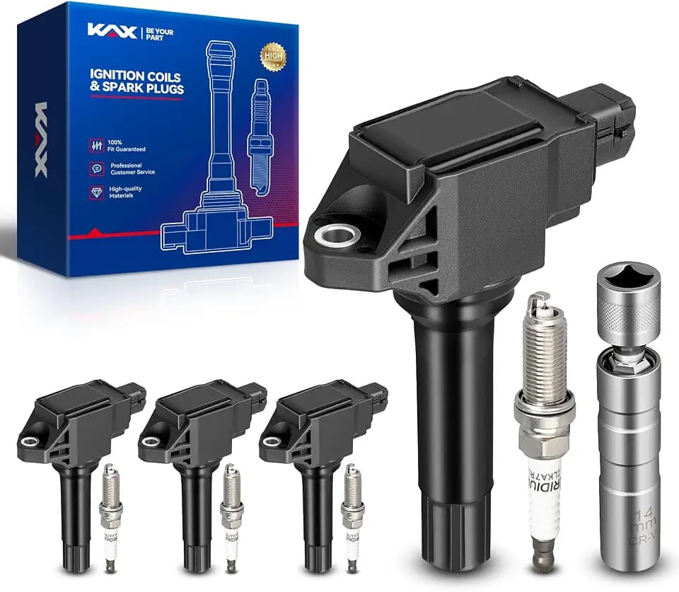KAX 4 Ignition Coils & 4 Spark Plugs Set for Outback, Forester, Legacy
