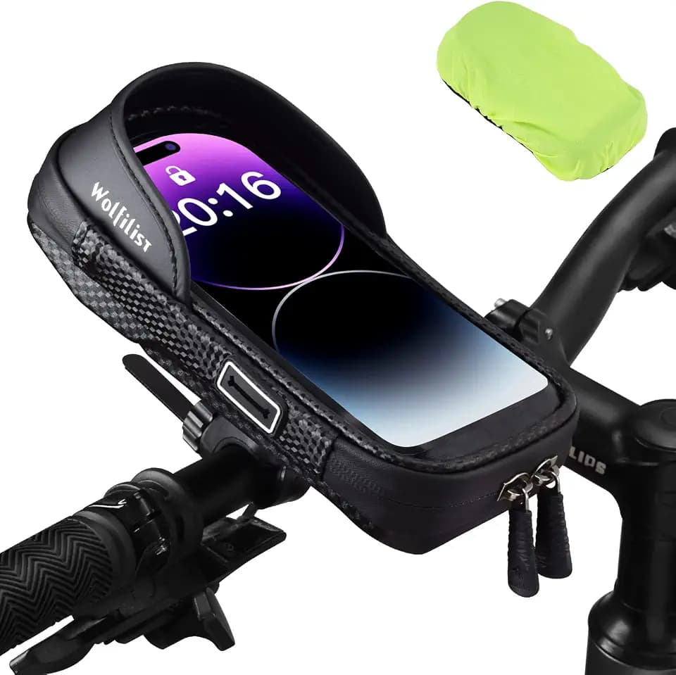 WOLFILIST Phone Holder for Bike/E-Bike, Bicycle Handlebar/Top Tube Bag