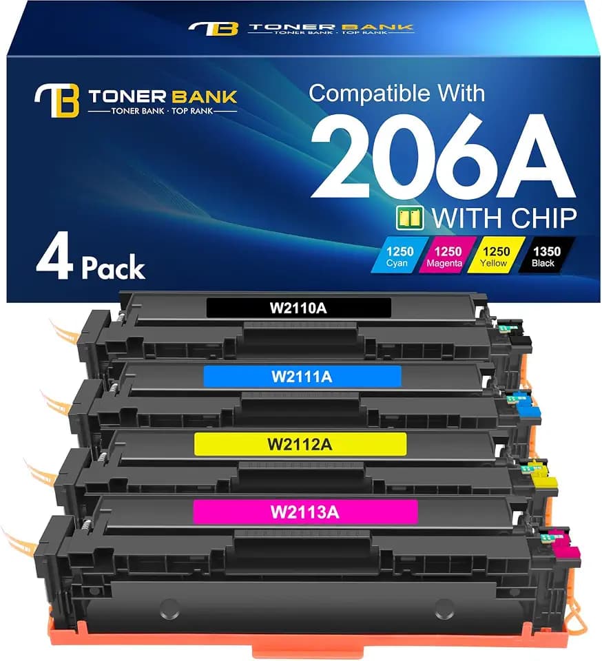 206A Toner Cartridges 4 Pack for HP 206X M283fdw M283cdw M255dw M255nw M283