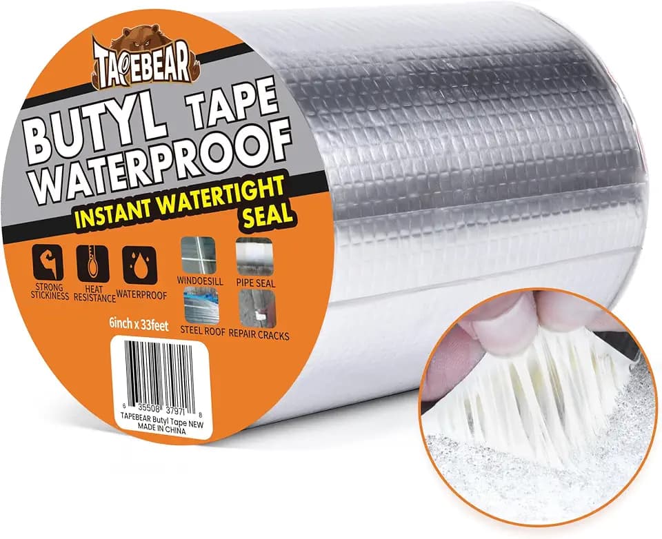TAPEBEAR Butylband Wasserdichtes Klebeband 150mm x 10m, Starkes Dichtungsband Selbstklebend, Aluminium Klebeband Zur Reparatur Für Dachleckage Oberflächenriss Wohnwagen Rohr Glas Fenster, Silber