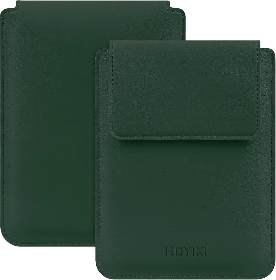 HoYiXi Universal Sleeve Case for 6-inch Kindle/Kobo/Voyaga/Pocketbook/Tolino E-Book Reader Lightweight Leather Protective Sleeve Case Pouch for 6-inch E-Book, Dark Green