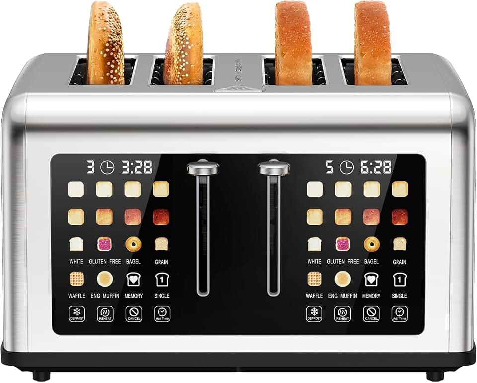 Toaster 4 Scheiben Edelstahl mit Smart Touchscreen & LED-Countdown