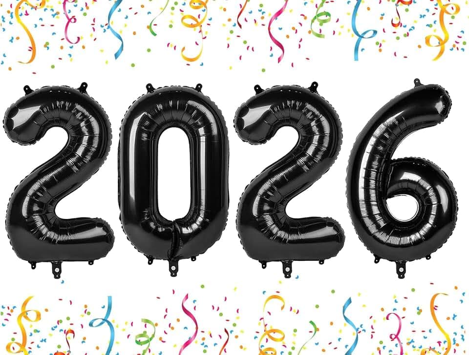 2026 Balloon Numbers Party Decorations, 40In Black Balloons for Graduation