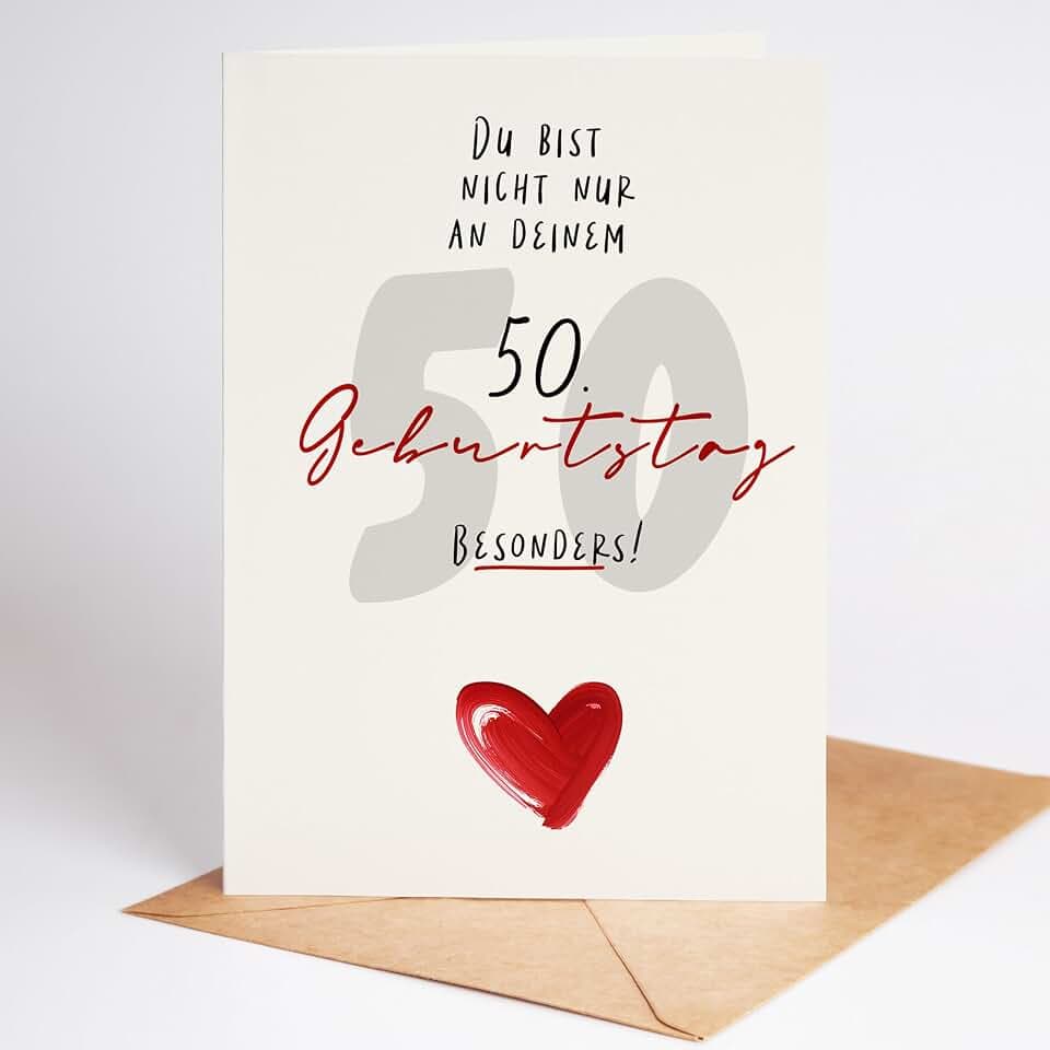 Lovely Cards - Geburtstagskarte 50 Frau Mann - 50. Geburtstag Frau Mann - besondere Glückwunschkarte zum Jubiläum - Geschenke zum 50ten Geburtstag - Geschenk Mama (DIN-A6)