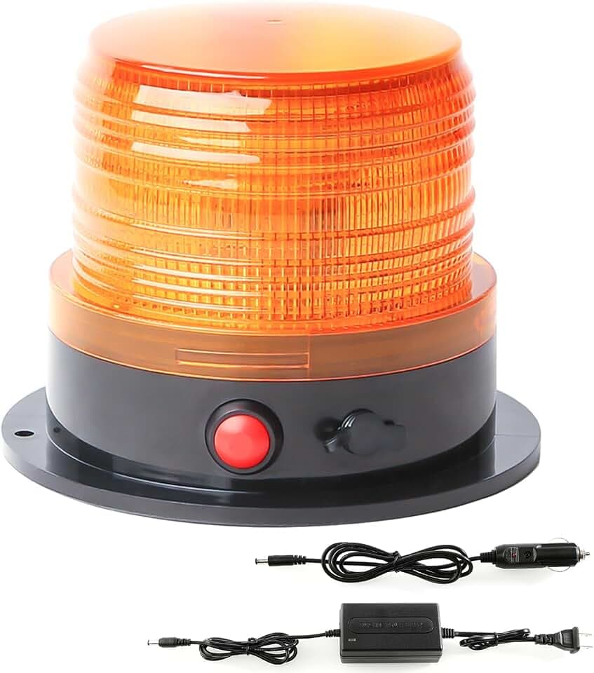 Battery Operated Amber Strobe Beacon Light w/Magnetic Base 1-Pcs