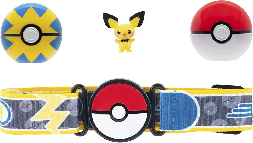 Pokémon Clip 'N' Go Gürtelset - Inklusive thematischem Gürtel und 5.1 cm Pichu Battle Figur mit Poké-Ball und Quick Ball Zubehör