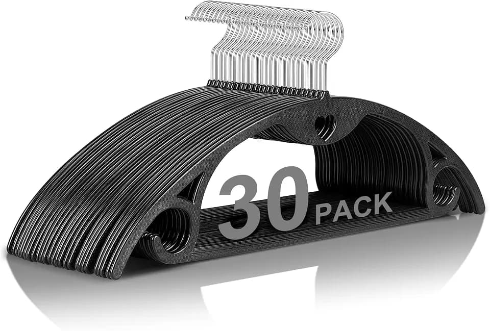 Plastic Hangers Black Clothes Hanger 30 Pack