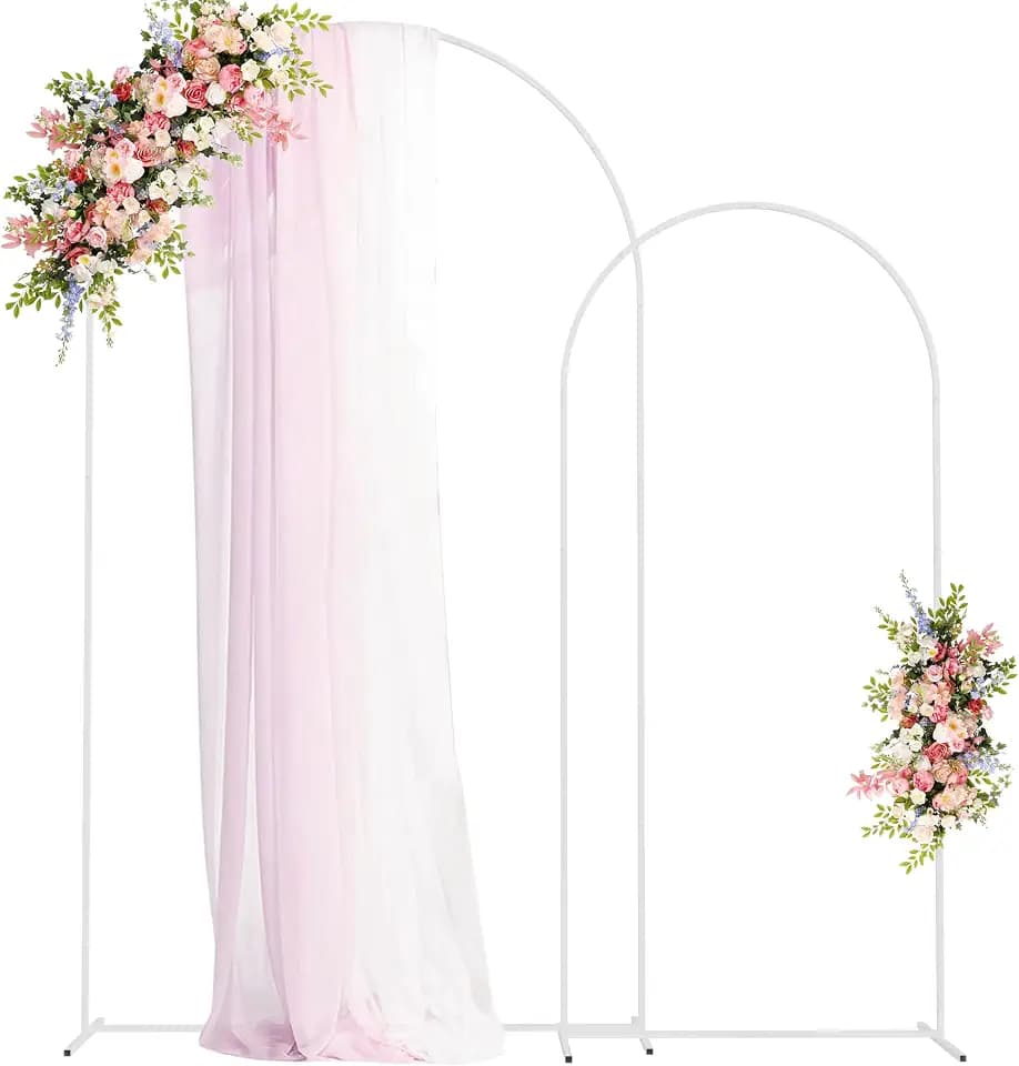 Fomcet Metal Arch Backdrop Stand Set of 2 White Wedding Arch 7.2ft, 6ft