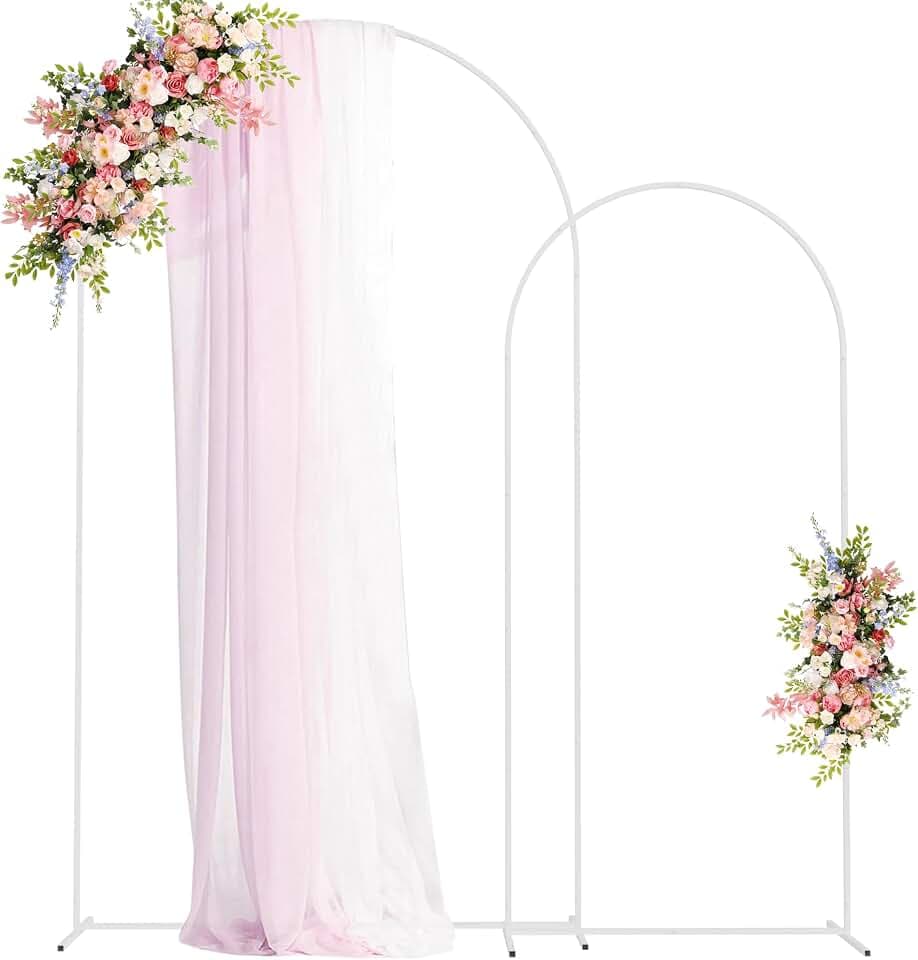 Fomcet Metallbogen-Hintergrundständer, 2 Stück, Hochzeitsbogenständer, weiß, 2 m und 1,8 m, gewölbter Rahmen für Geburtstagsparty, Babyparty, Abschlussfeier, Dekoration