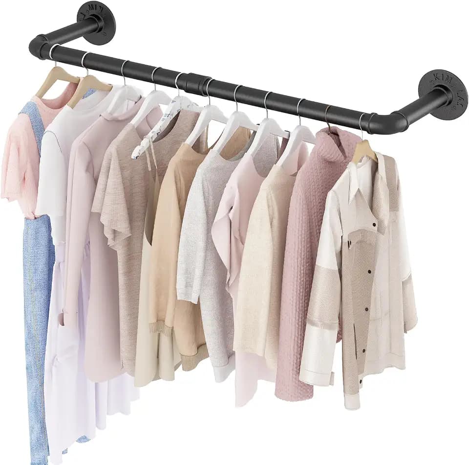 Kleiderstangen für die Wand, Industrielle Kleiderstange Wandmontage, 92 cm Strapazierfähige Kleiderstangen – Garderobenstange Wandmontage aus Metall für Zuhause, Geschäfte und Kleiderschränke