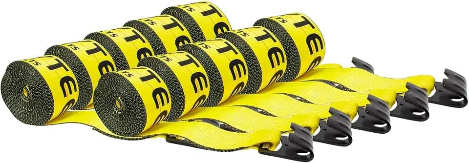 Mytee Products (10 Pack 3" X30' Winch Straps w/Flat Hook, WLL 5000 Flatbed Tie Down Strap