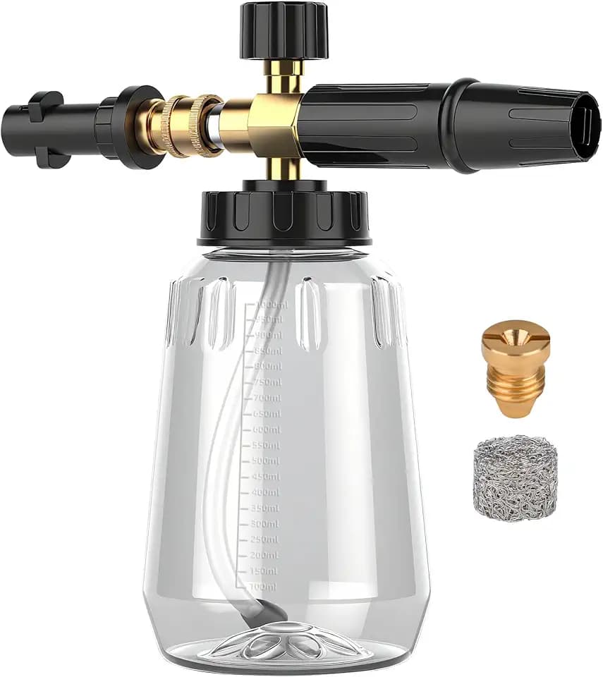 Schaumkanone Autowäsche Schaumpistole für Kärcher K-Serie K2 K3 K4 K5 K6 K7 Hochdruckreiniger Schneeschaum Lanze mit 1/4" Schnellverbinder Schneeschaum Blaster justierbarem Knopf Schaumdüse