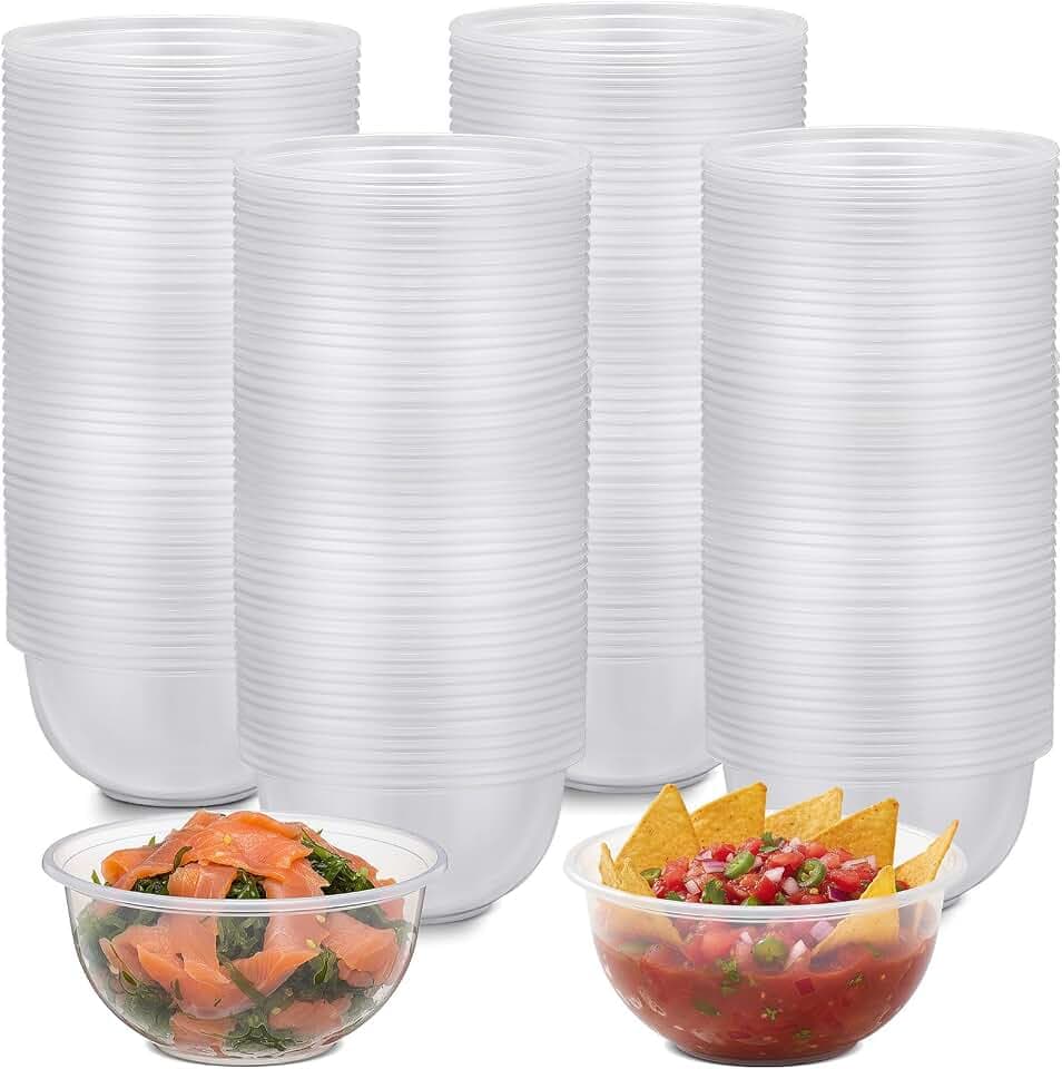 LemonRoad 200 Pcs 6 oz Disposable Clear Plastic Bowls, Microwave Safe