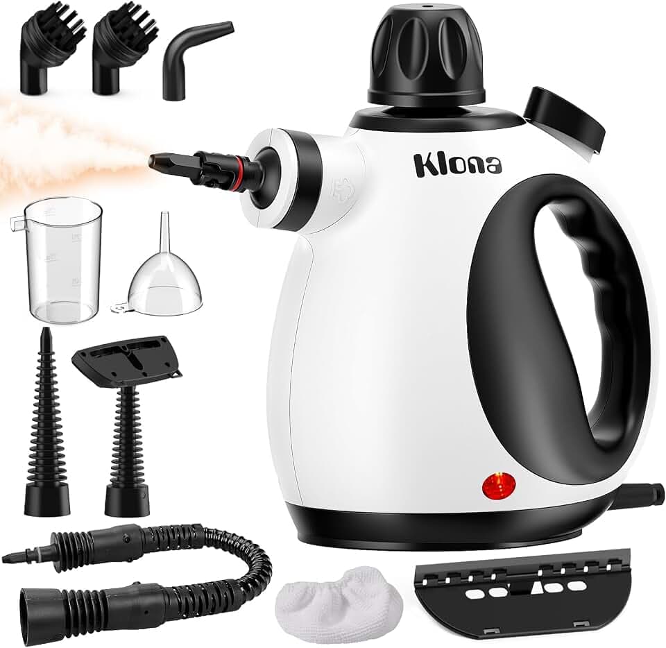 KLONA Handdampfreiniger, Dampfreiniger für Zuhause, Mehrzweck-Dampfreiniger mit 10 Zubehörteilen für Teppiche, Vorhänge,Küche,Sofas,Badezimmer und mehr.