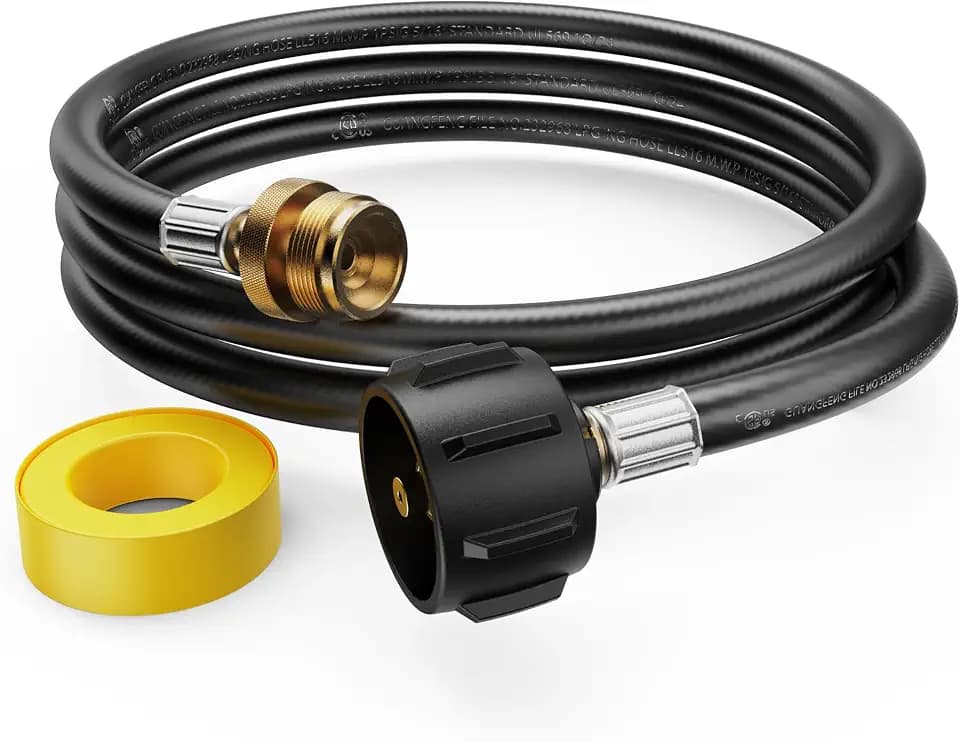 6FT Propane Hose with Regulator, QCC1/Type1 to 3/8" Female Flare, CSA Certified Low Pressure Propane Adapter Hose for Grill, Fire Pit, Patio Heater, Camp Stove, 5-40 lb Tank