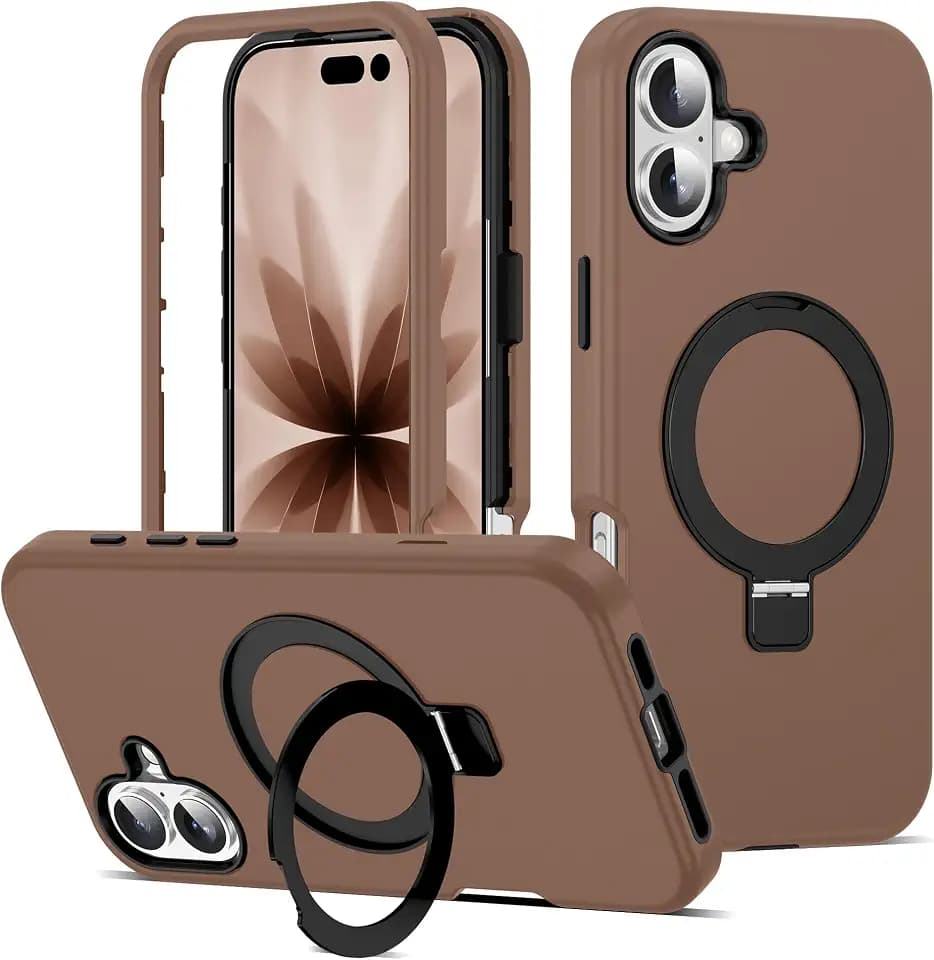 Case for iPhone 17 with Stand,6.3" Brown