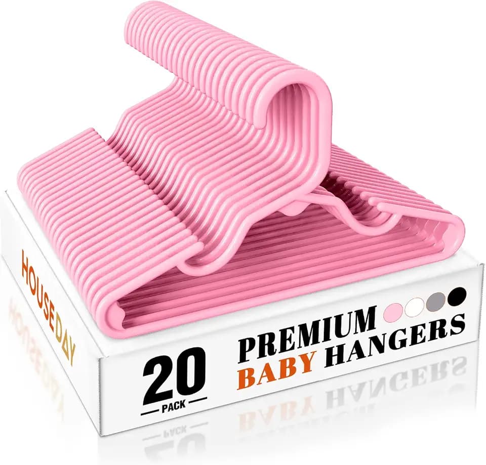HOUSE DAY Pink Baby Hangers 20 Pack, Sturdy 11.5" Kids Hangers for Closet