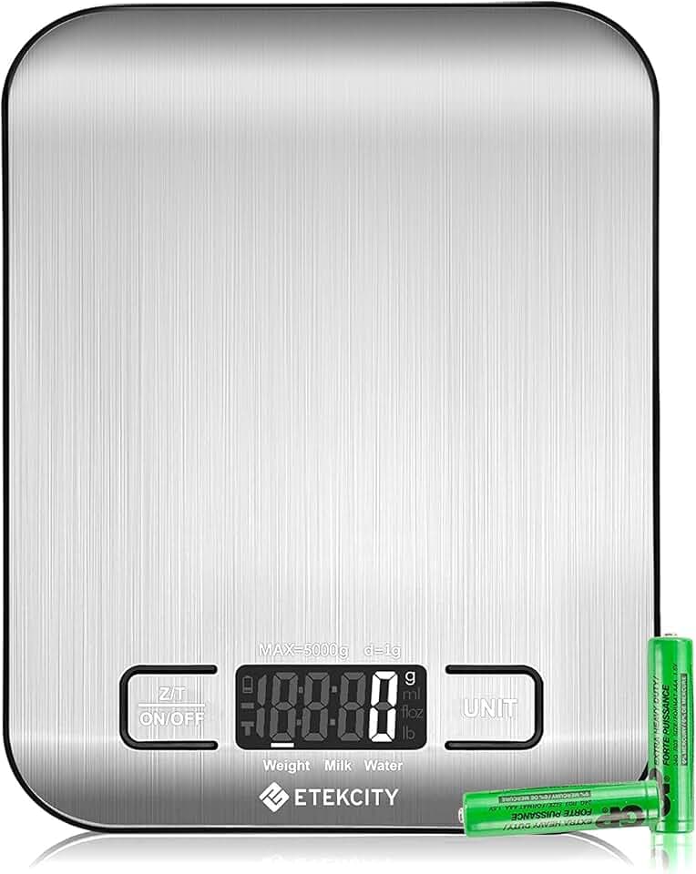 Etekcity Küchenwaage Digital-Edelstahl-5KG Lebensmittelechte Waage Küche-1g
