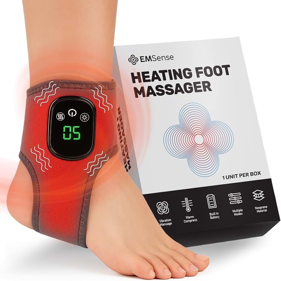 Emsense EMS Fußmassagegerät mit Dreifach‑Technologie zur Förderung der Durchblutung, Elektrischer Fuß‑Massager mit 3 Massage‑Modi & Wärmefunktion für Entspannung & Schmerzlinderung – 1er‑Pack