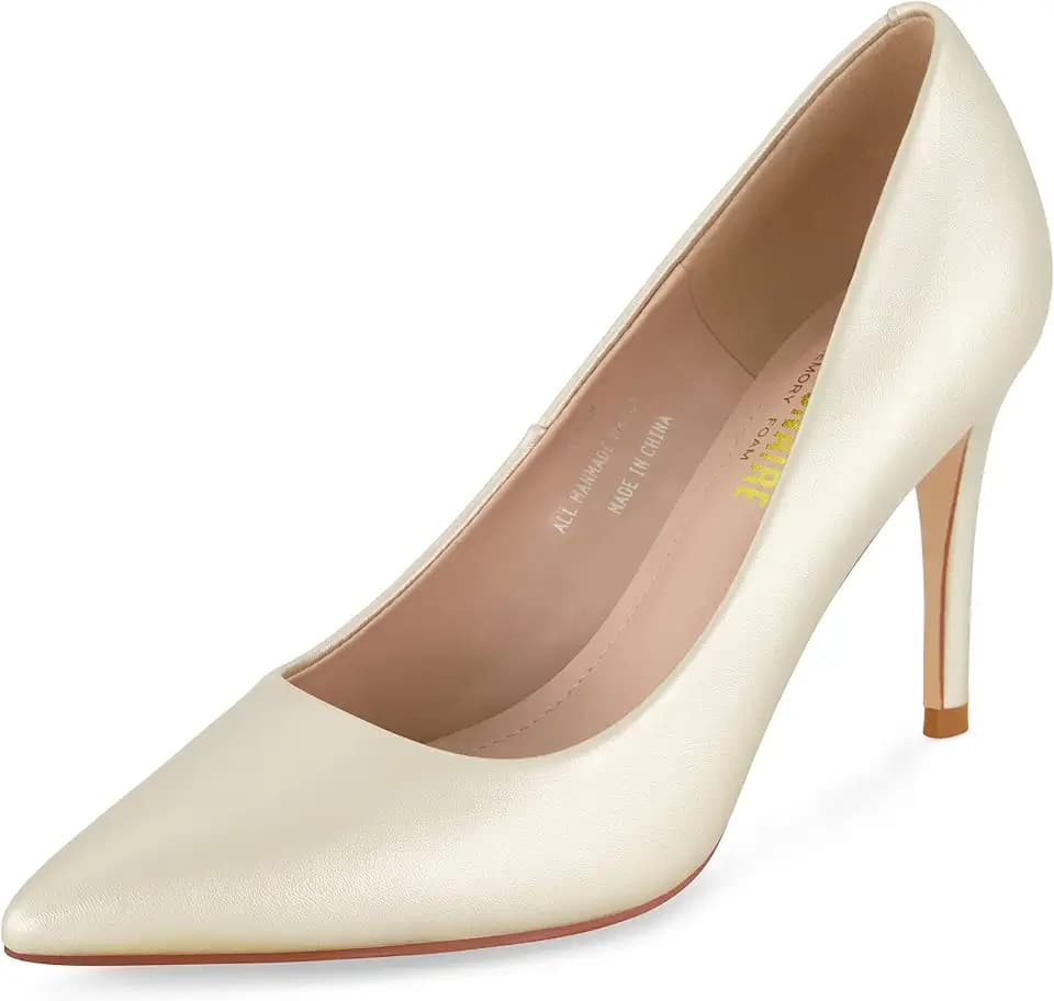 CUSHIONAIRE Lola Dress Pump Heels for Women, Classic Pointed Toe High Heels with Soft Memory Foam and Durable Outsole