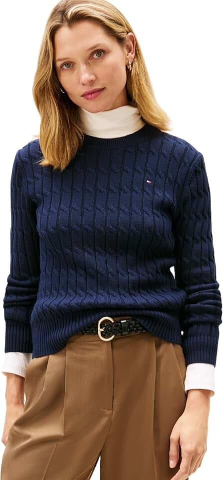 Tommy Hilfiger Damen Co Cable Mid Gg C-nk Ls SWT Ww0ww47644 Pullover (1er Pack)