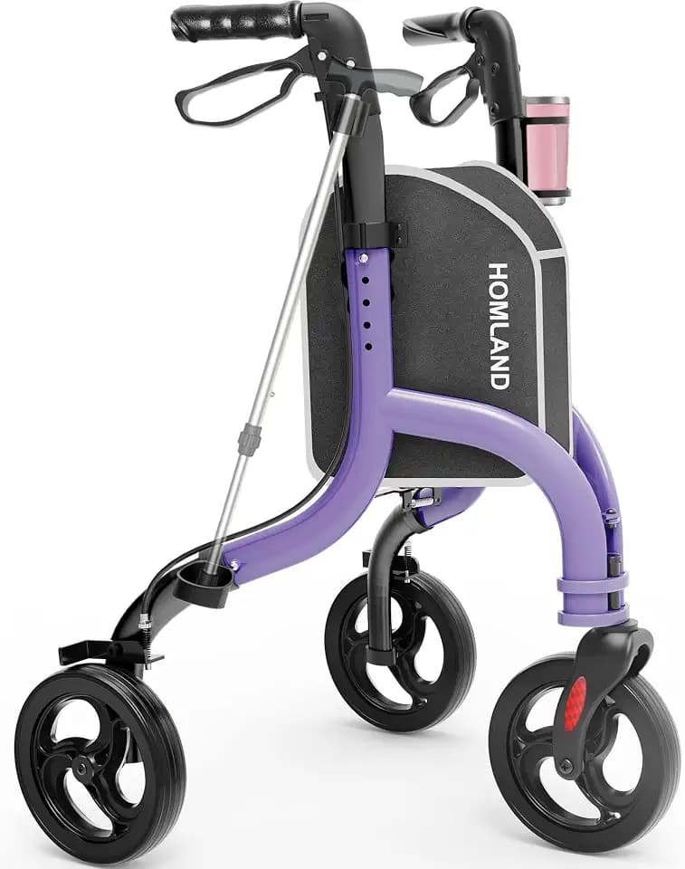 HOMLAND Foldable 3 Wheel Walkers for Seniors, 10.4 lbs