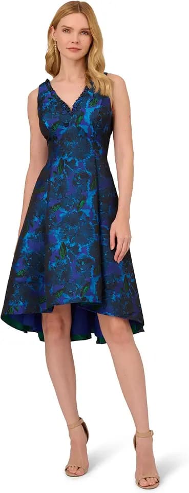 Adrianna Papell Women's Ruffle Jacquard Dress