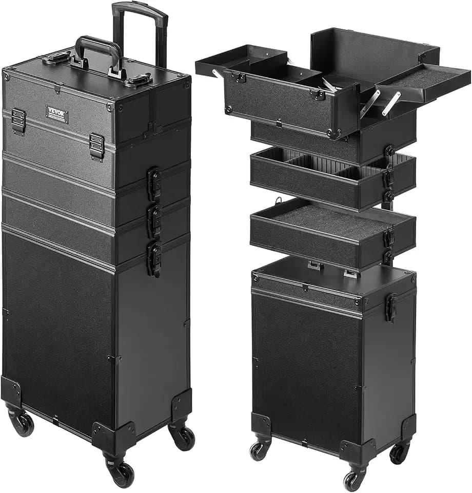 VEVOR Kosmetikkoffer mit wärmeisolierender Schicht Make Up Tasche aus MDF-Platte + Aluminiumrahmen robust und verschleißfest Schminkkoffer Schminktasche Kosmetikbeutel Make-up-Organizer 353x253x745mm