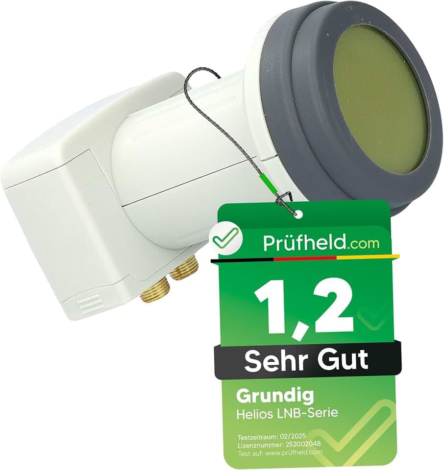 [ Test SEHR GUT, Note 1.2 *] GSS Helios Twin LNB + 4X F-Stecker, mit LTE Abschirmung & Sun Protect UV Schutz, 2Fach 4K HD LNB für 2 Teilnehmer, für Fernseher Sat Receiver, für Satelliten Schüssel