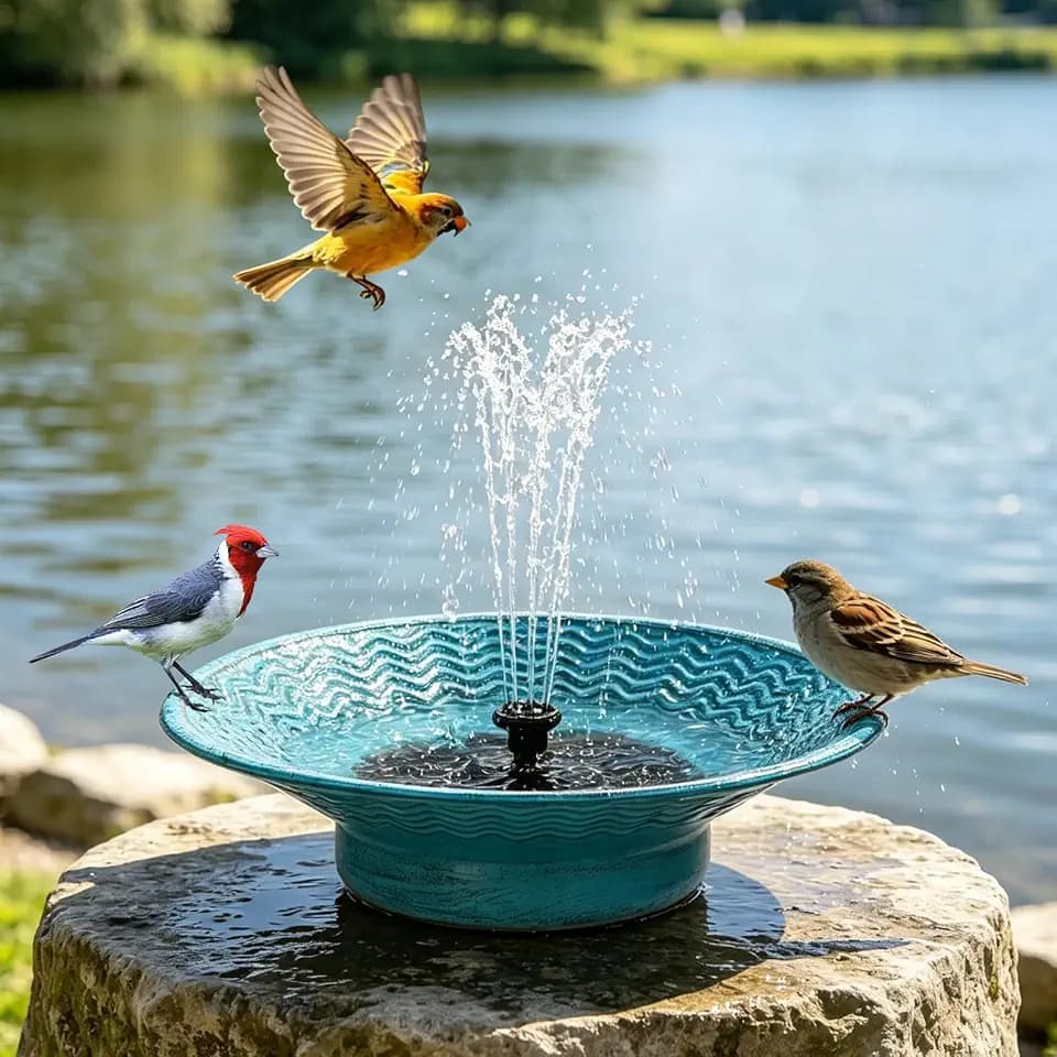 Solar Bird Bath for Outside, 12.4" Metal Bird Bath Bowl