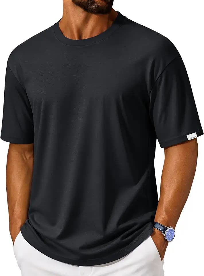 Cotrasen Mens T Shirt Loose Fit Cotton Blend T-Shirt UPF 50+ Summer Tshirts