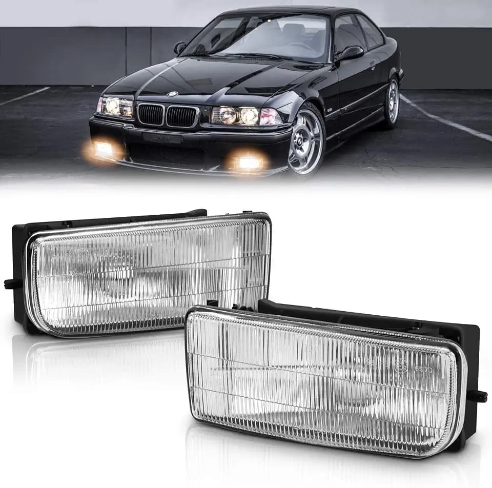 TangMiGe Fog Lights Lamps for 1992 1993 1994 1995 1996 1997 1998 1999 BMW (M3 / E36) 318i 318is 318ti 320i 323i 323is 325i 325is 328i 328is 3 Series Original Design, 1 Pair, Clear Lens, w/H1 Bulbs