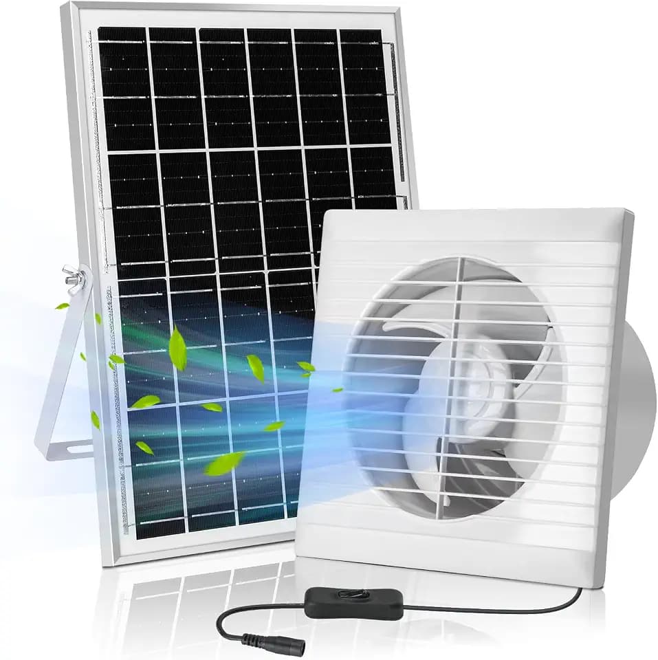 blessny 6" Solar Exhaust Fan for Greenhouse, Chicken Coop, Shed & Pet House