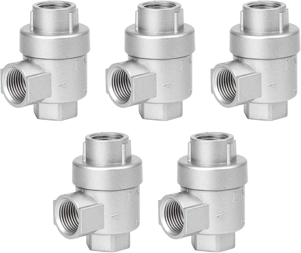 Aluminum Quick Valve Pneumatic Pipe 1/2 BSPT Thread Way Pack of 5