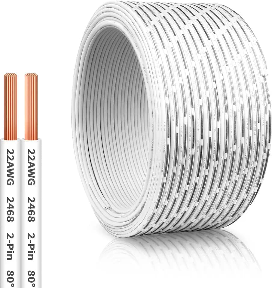 50 FT 22 AWG Universal Garage Door Wire, 2-Conductor Garage Door Sensor Wire, Garage-Doors Opener Wires for Control Station and Sensor, Low-Voltage Applications, Intercoms, Thermostat Controls