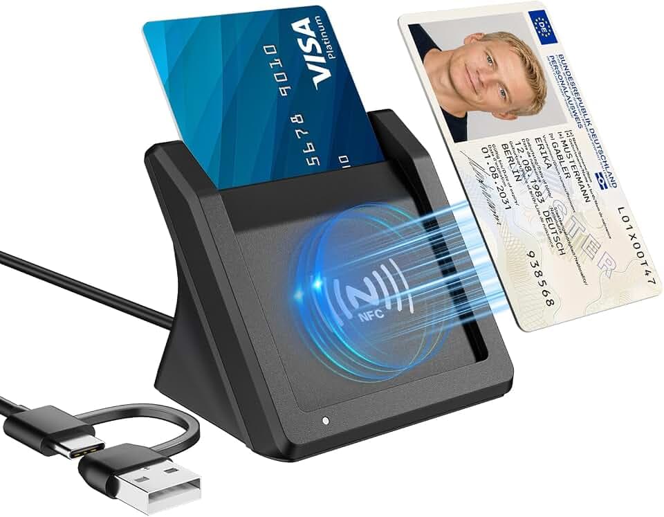 USB‑A & USB‑C Chipkartenleser mit NFC für Neuen Personalausweis