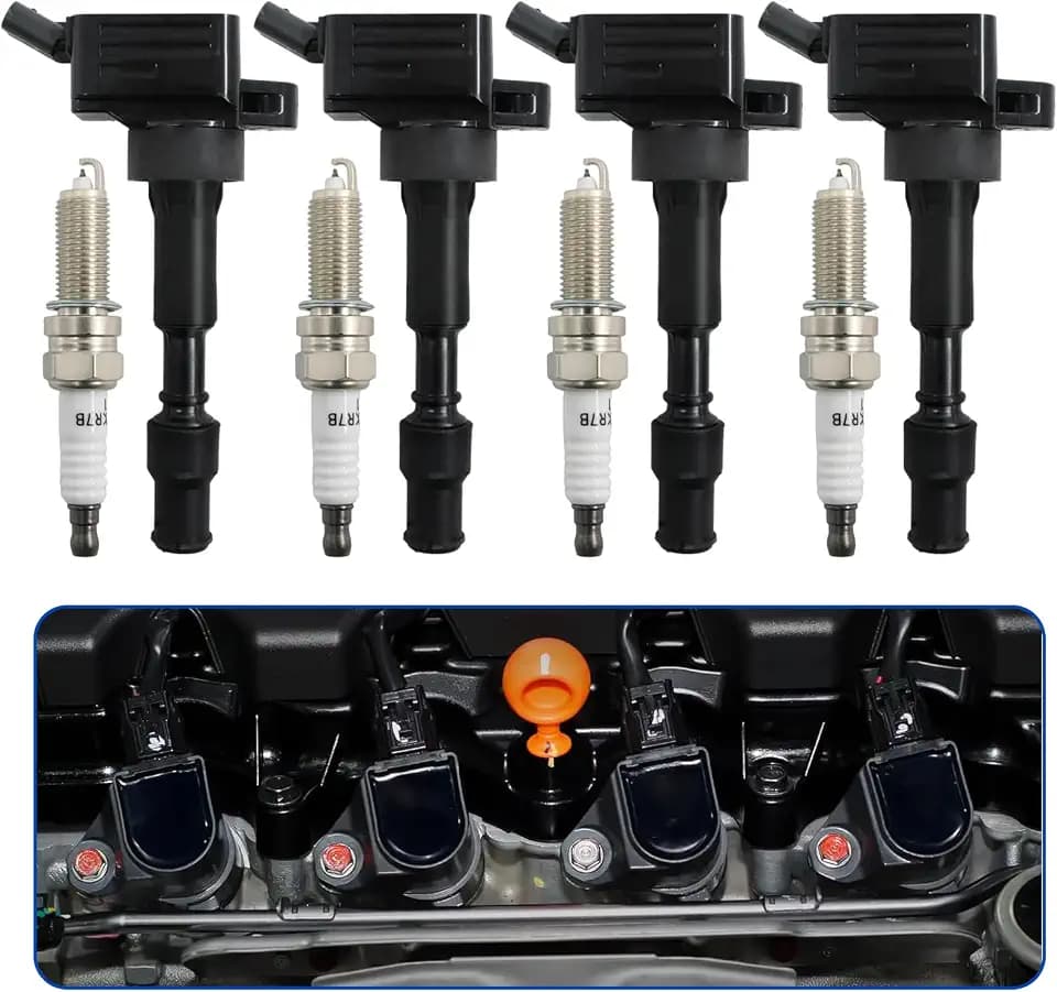 Ignition Coil Pack (UF816-4x Ignition Coil+ 4x Spark Plugs)