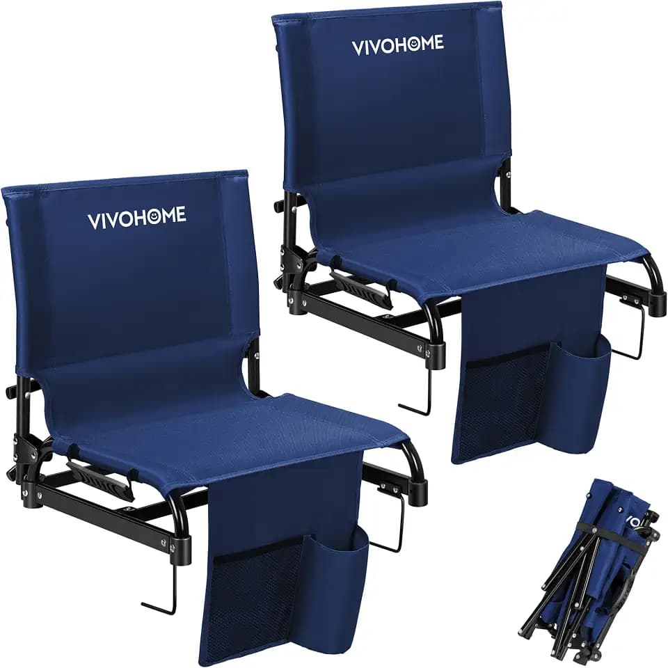 VIVOHOME Ultra-Compact Folding Stadium Seats with Back Support