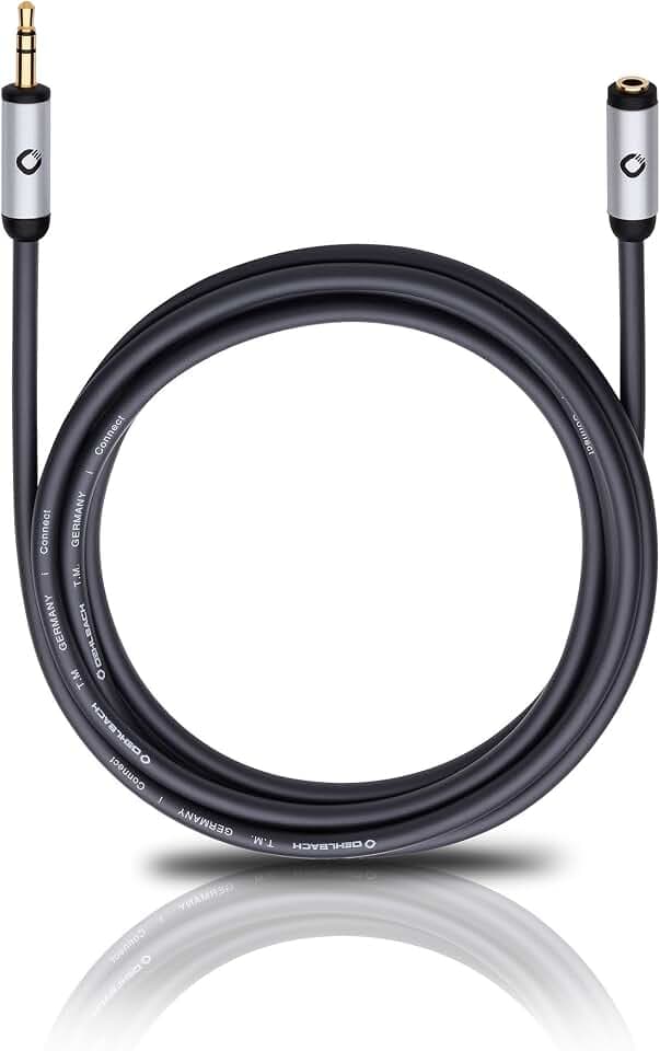 Oehlbach i-Connect J-35 EX Mobiles Audiokabel, 3,5 mm Klinken-Verlängerung schwarz 5.00 m