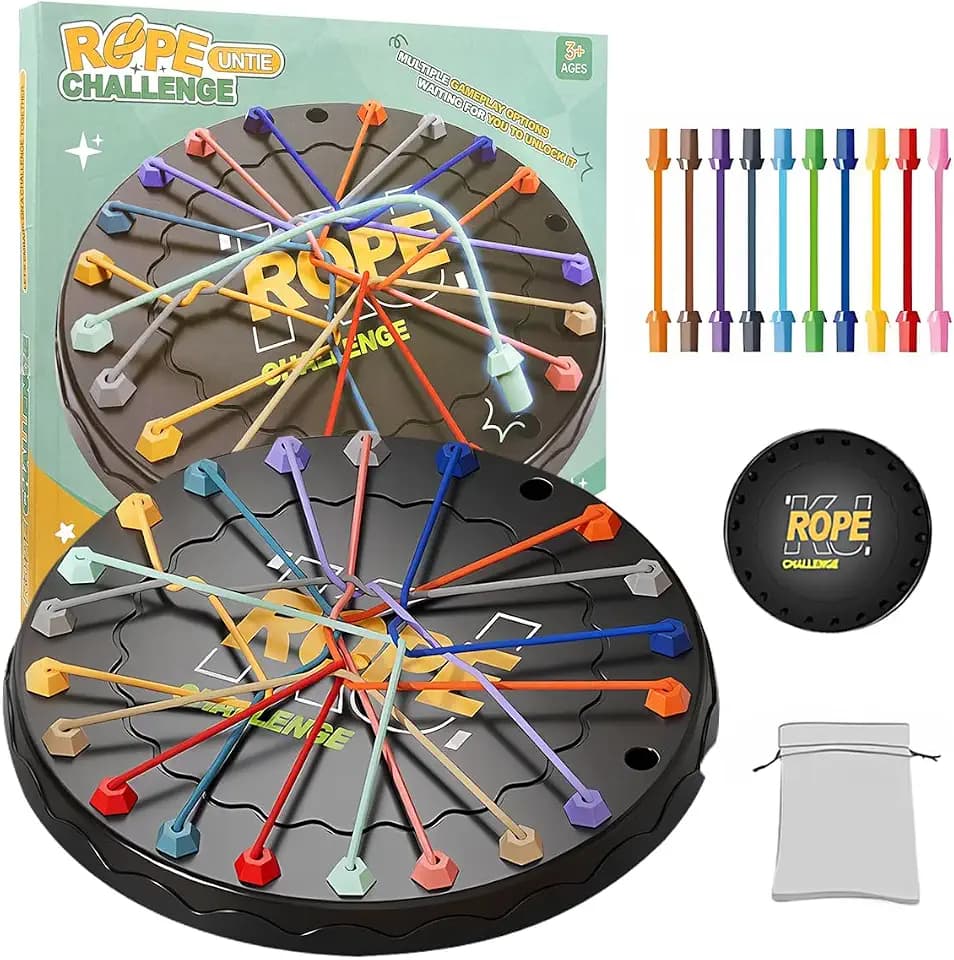 Rope Untangling Puzzle Game | Brainy Knots Strategy Board Game, Rope Untangle Challenges Games, Family Travel Toys for Kids & Adults