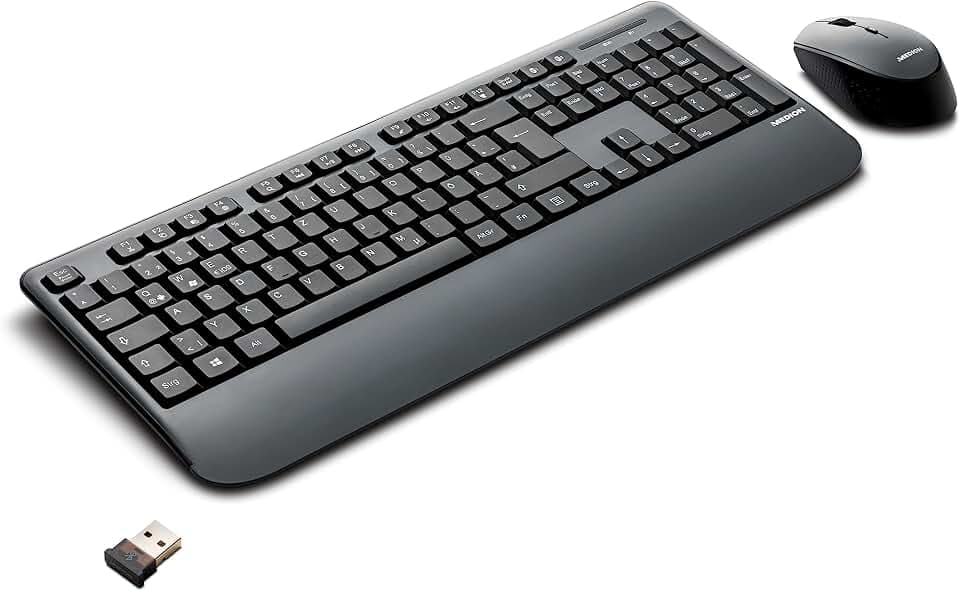 MEDION E81114 Bluetooth Maus und Tastatur Set (kabellos, Wireless, einfache und schnelle Einrichtung, ergonomisch, Elegantes und schlankes Design, QWERTZ)
