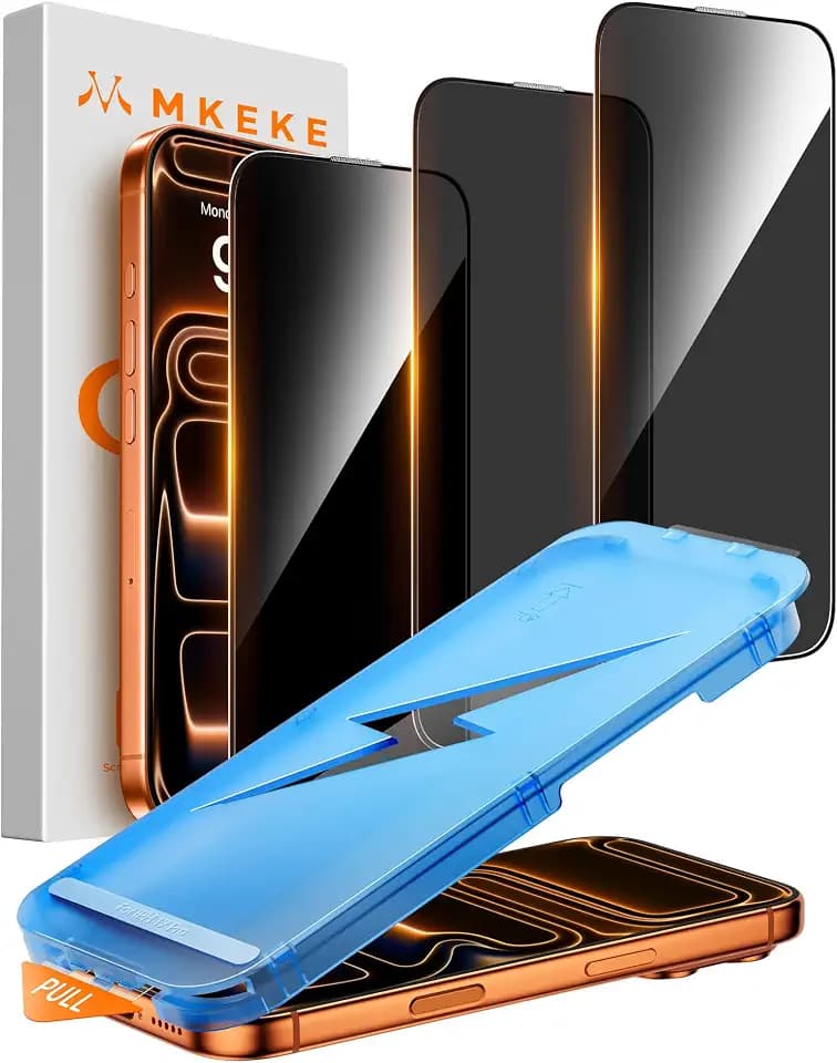 Mkeke for iPhone 17 Pro Privacy Screen Protector 3 Pack 25° Anti Spy