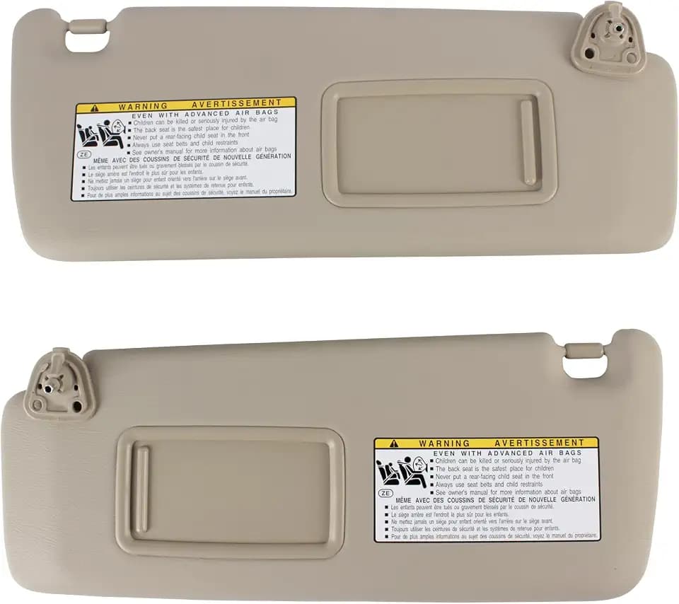 Sun Visor for Toyota Highlander 2001 2002 2003 2004 2005 2006 2007, Left Driver Side Beige Sunvisor OE Replace for 74320-48260-A (Beige-L&R)