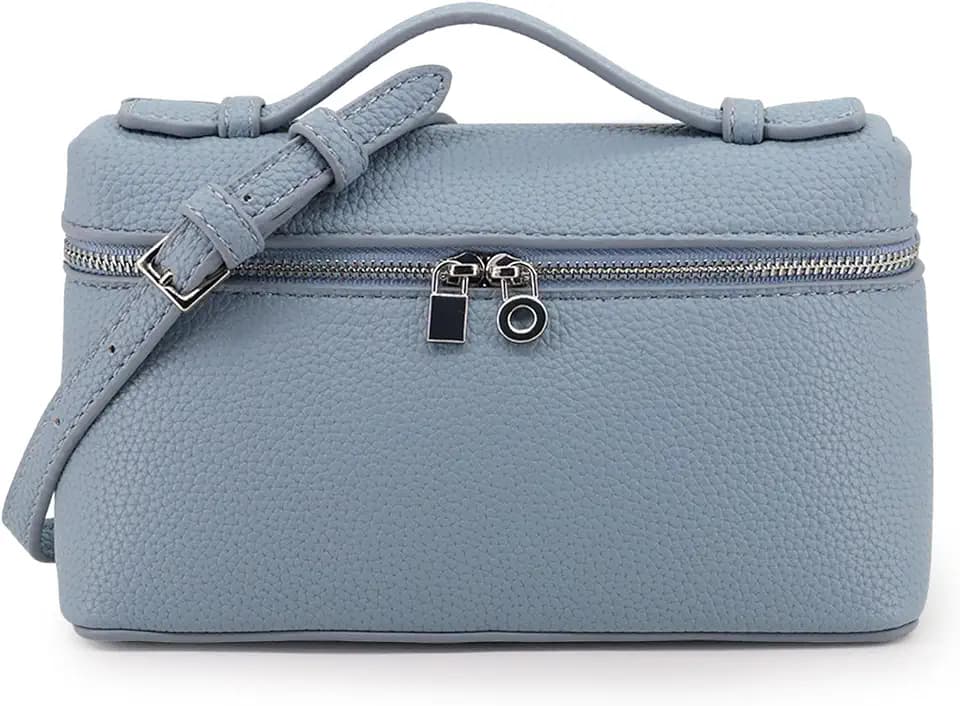 Crossbody Bag for Women Top-Handle Pouch Mini Bag Designer Shoulder Leather Handbag Trendy Purse (Blue)