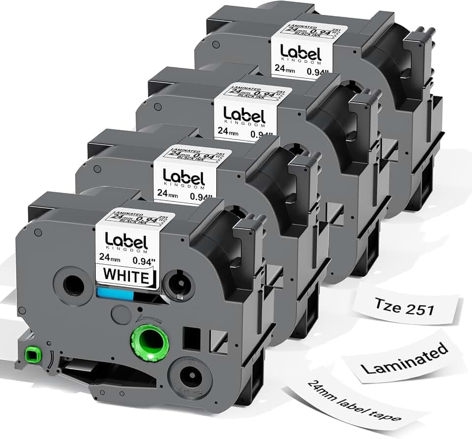 TZe-251 24mm 0.94 Label Maker Tape Refill Compatible with Brother PT-D610BT