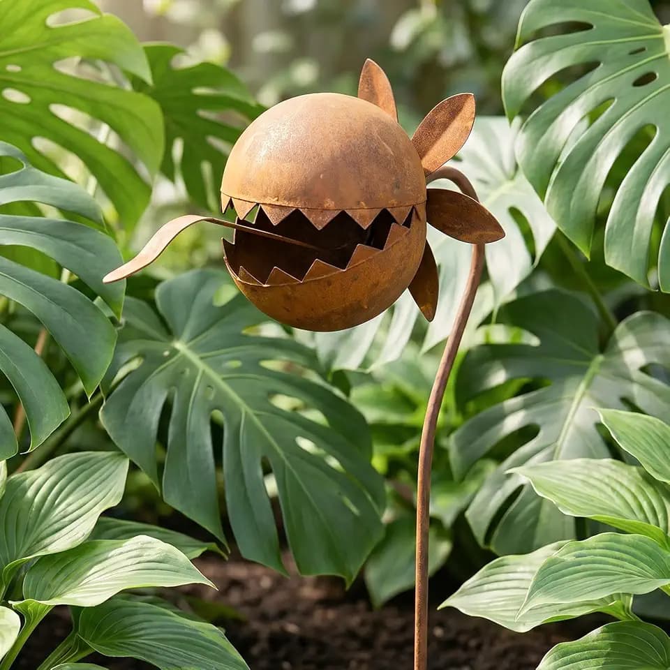 24 Inch Metal Flowers Venus Fly Trap Stakes Carnivorous Plant Garden Decor