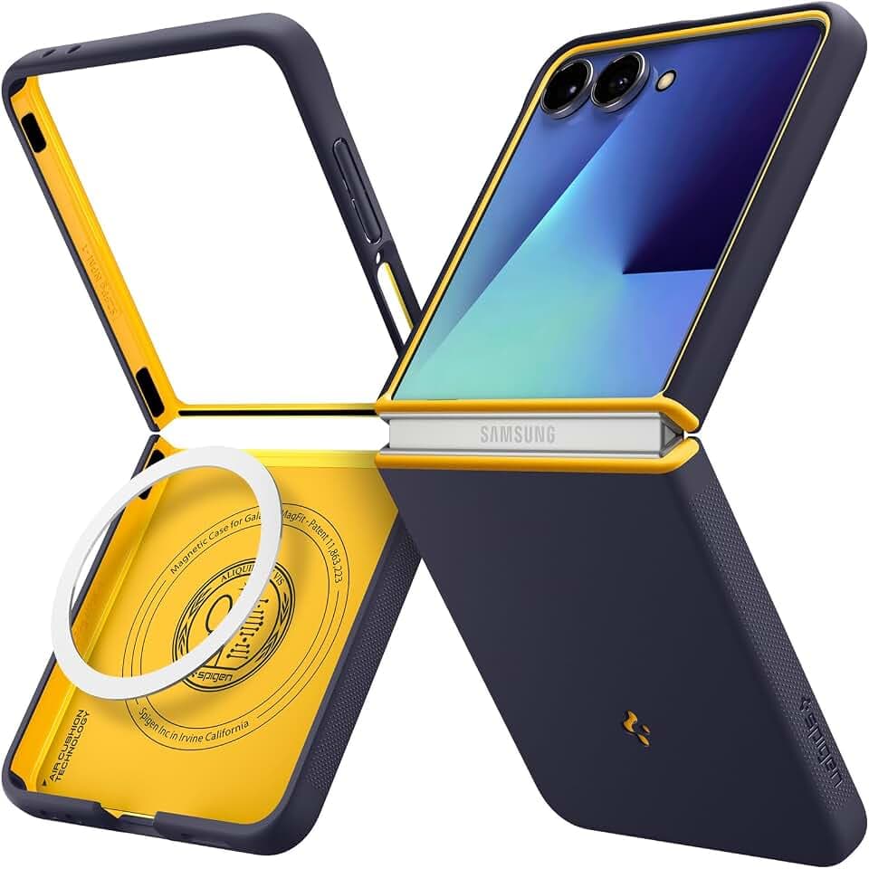 Spigen for Galaxy Z Flip 7 Case, Nano Pop MagFit [Fast Wireless Charging/Magnet for Galaxy] - Blueberry Navy