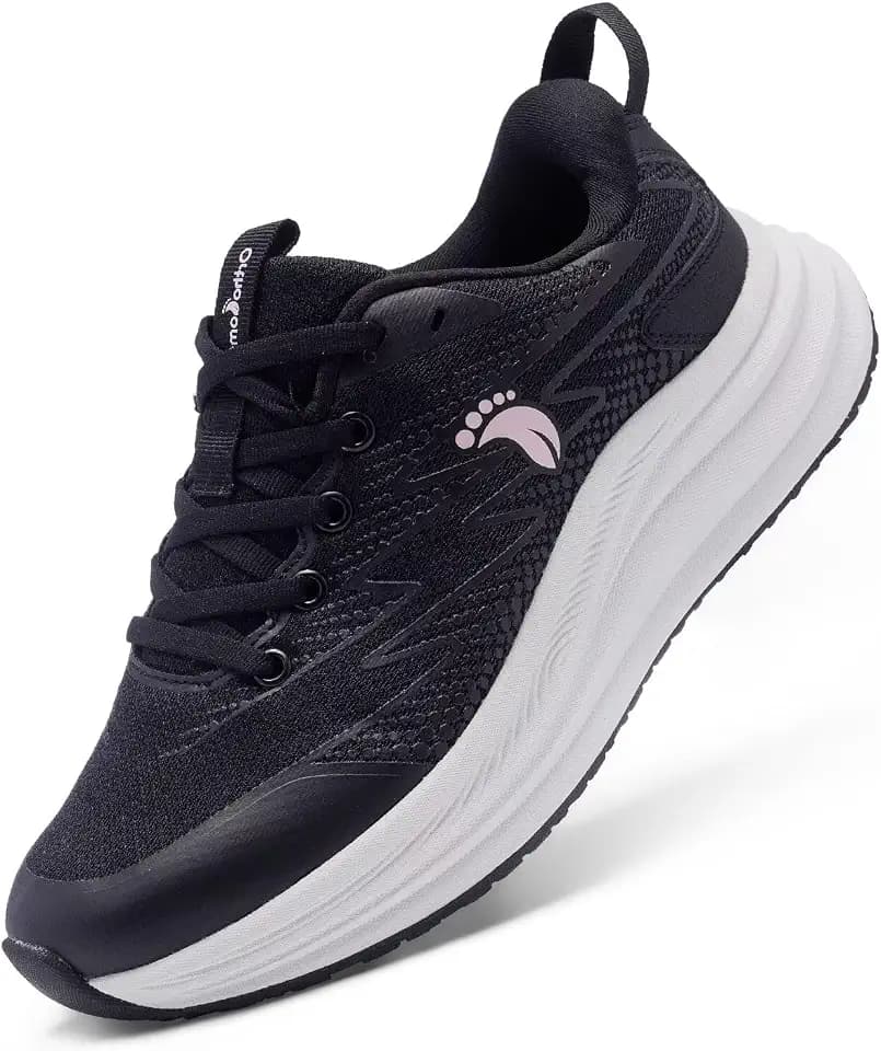 Women's Orthopedic Diabetic Wide Width Toe Box Tennis Shoes: Arch Support Arthritis Plantar Fasciitis Hammer Toes High Instep Walking Shoes, Outdoor Camping Working Sneakers Black Pink Size 7.5